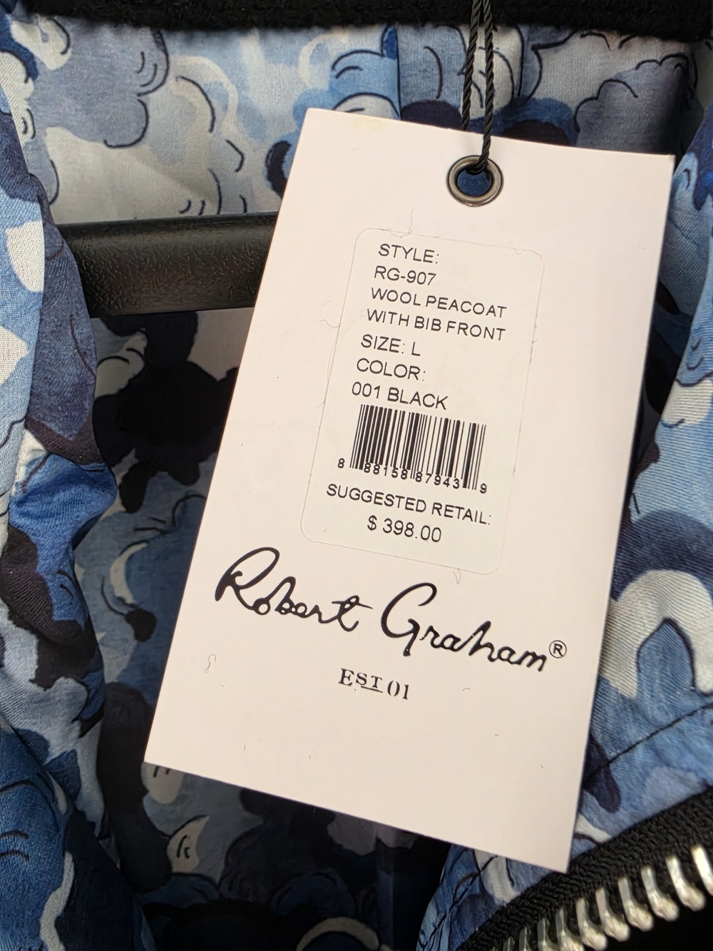 Robert Graham Black Double-Breasted Peacoat - Picture 4 of 11